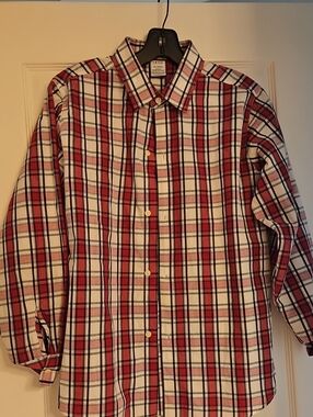 Izod Red White Plaid Long-Sleeve Button-Down Shirt